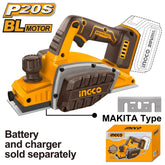 Ingco by Winland P20S/20V Lithium-Ion Cordless Planer with Brushless Motor CRLI20401 ING-CT
